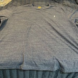 Charcoal blue polo tee.